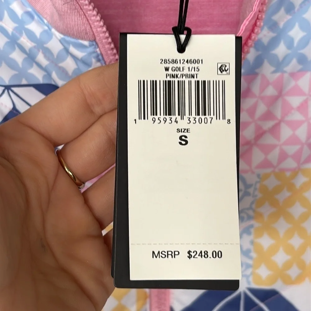 Brand New RLX Ralph Lauren Pink Pastel Patchwork Zip Up Golf Jacket
